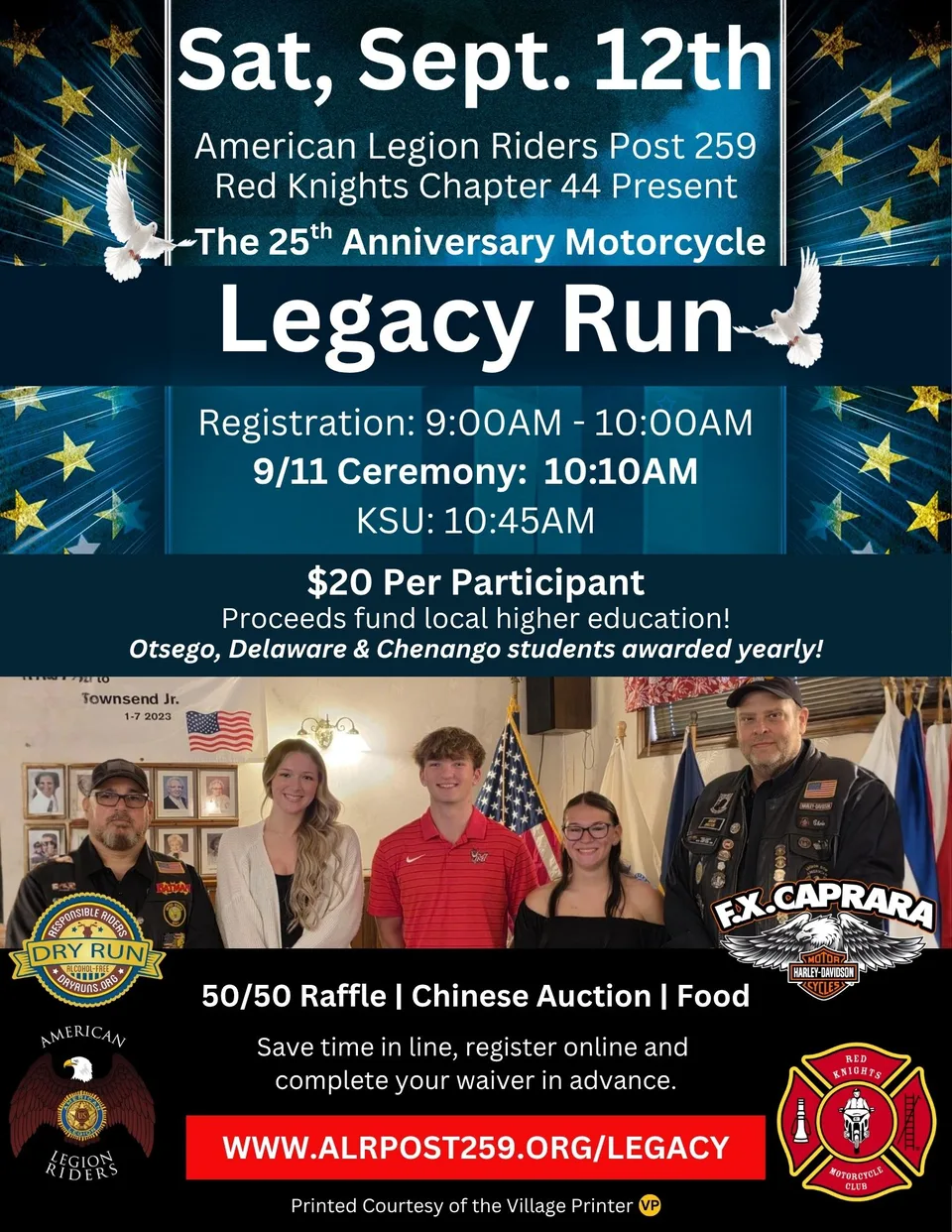 Official flyer for the 24th Annual 9/11 Legacy Run on Saturday, September 12, 2026