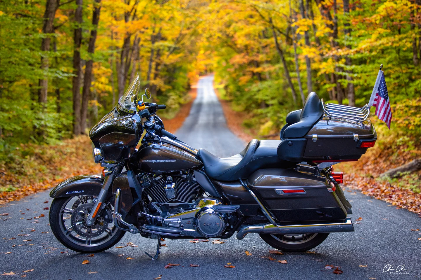 The Harley-Davidson Ultra Limited that Deb Dennis rides on with Chris