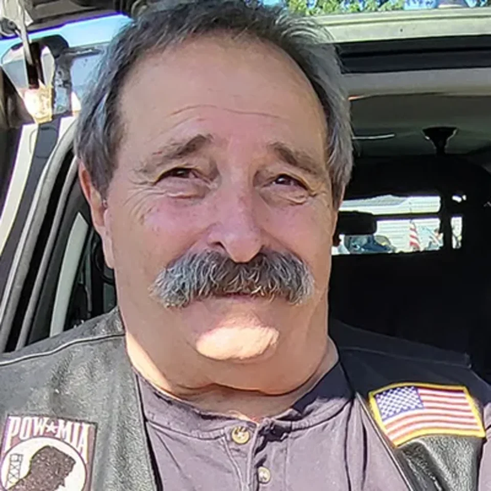 Vic Bronner, Chaplain of ALR Post 259, wearing his leather vest with a POW MIA patch