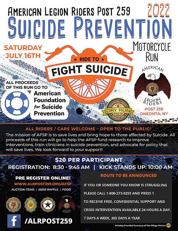 ALR Post 259 Suicide Prevention 2022 Motorcycle Run